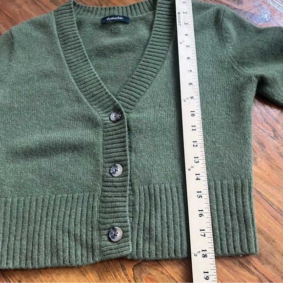 ELYSEWALKER Dove Cropped Cashmere Cardigan Bayleaf Olive‎ Green Luxurious size S - Picture 16 of 16